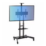 Adtec AD-TVC-75 Mobile TV Cart – Height Adjustable, Heavy-Duty AV Stand for Large Displays up to 80” – 75kg Capacity, Black