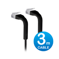 UniFi Patch Cable 3m Black Both End Bendable to 90 Degree RJ45 Ethernet Cable Cat6 Ultra-Thin 3mm Diameter U-Cable-Patch-3M-RJ45-BK