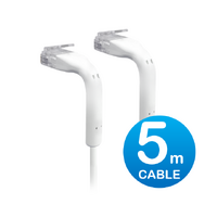 UniFi Patch Cable 5m White Both End Bendable to 90 Degree RJ45 Ethernet Cable Cat6 Ultra-Thin 3mm Diameter U-Cable-Patch-5M-RJ45