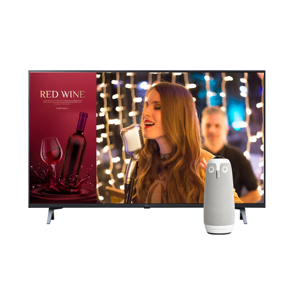 LG UR640S 55" 4K Commercial Display & Owl Labs Meeting Owl 3 Bundle | Hybrid Video Conferencing for Small Rooms