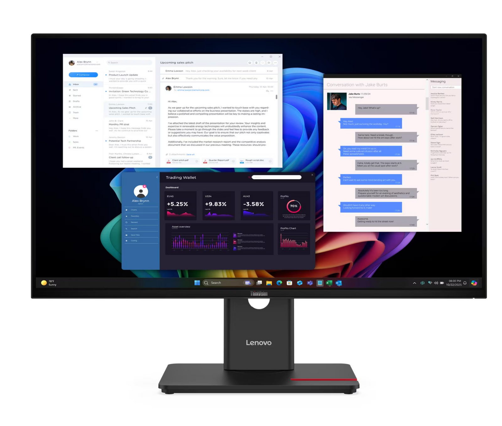 Lenovo ThinkVision T27uD-40 27" 4K UHD IPS USB-C Monitor | Professional Productivity Display