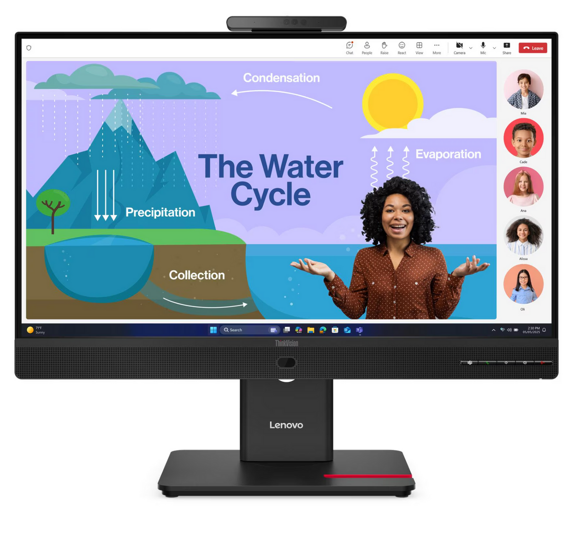 Lenovo ThinkVision T24d-4V 23.8" FHD IPS Monitor (120Hz, USB-C 100W PD, Webcam + Mic + Speakers, HDMI 2.1, DP Out, RJ45, Smart AI Conference Display)