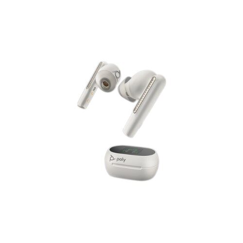 POLY VOYAGER FREE 60 UC WHITE SAND EARBUDS BT700 USB-A ADA PTER TOUCHSCREEN CHARGE CASE
