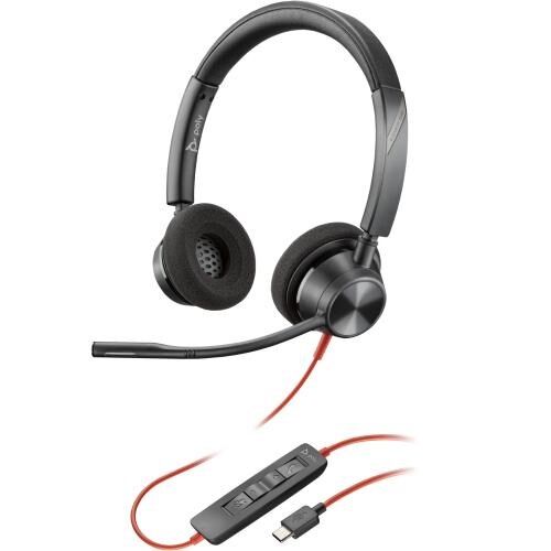 POLY BLACKWIRE 3320 STEREO USB -C HEADSET USB-C/A ADAPTER