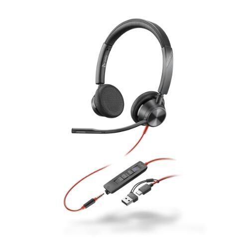 POLY BLACKWIRE 3325 STEREO MIC ROSOFT TEAMS CERTIFIED USB-C H EADSET 3.5MM PLUG USB-C/A