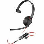 POLY BLACKWIRE 5210 MONAURAL U SB-C HEADSET 3.5MM PLUG USB- C/A ADAPTER BULK
