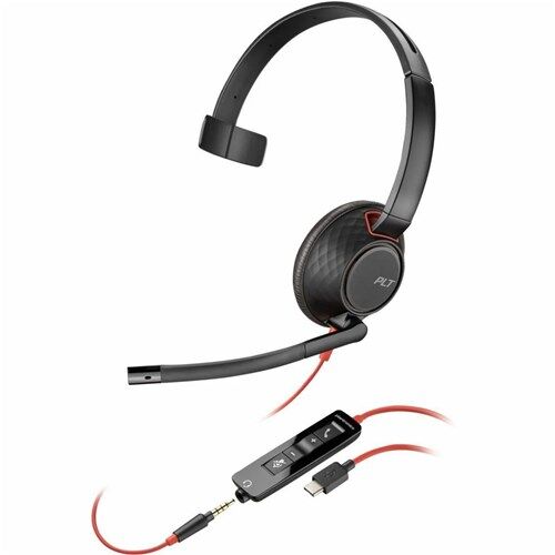 POLY BLACKWIRE 5210 MONAURAL U SB-C HEADSET 3.5MM PLUG USB- C/A ADAPTER BULK