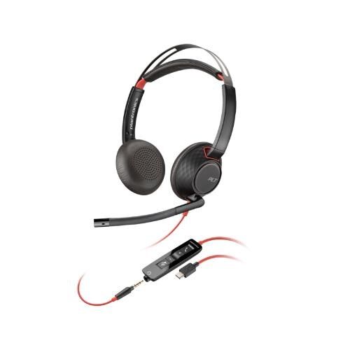 POLY BLACKWIRE 5220 STEREO USB -C HEADSET 3.5MM PLUG USB-C/ A ADAPTER