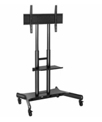 Adtec AD-TVC-75 Mobile TV Cart – Height Adjustable, Heavy-Duty AV Stand for Large Displays up to 80” – 75kg Capacity, Black