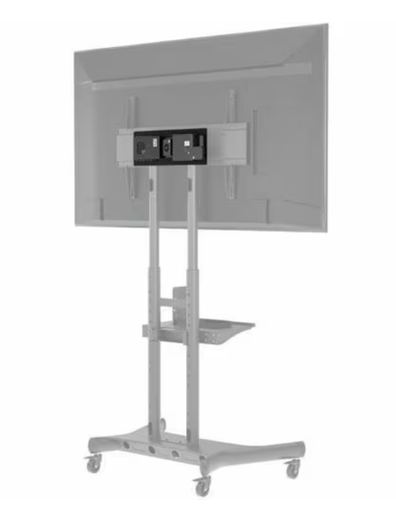 Adtec AD-TVC-75 Mobile TV Cart – Height Adjustable, Heavy-Duty AV Stand for Large Displays up to 80” – 75kg Capacity, Black