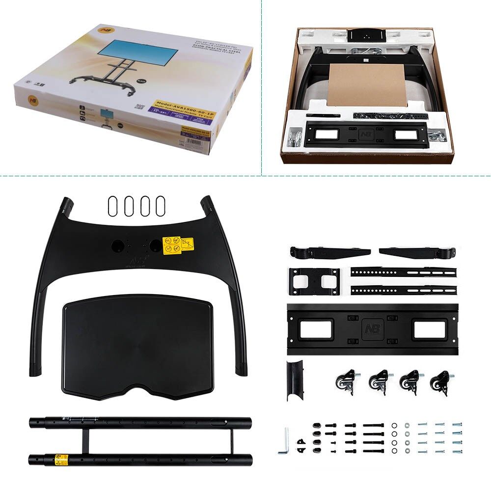 Height Adjustable Trolley For Tv Screen Size 40 65 Max 45 5kg