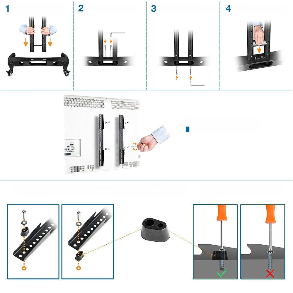 Height Adjustable Trolley For Tv Screen Size 40 65 Max 45 5kg