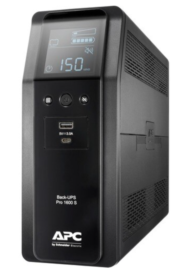 APC Back-UPS Pro, Back-UPS Pro, 1600VA/960W, Tower, 230V, 8x IEC C13 outlets, Sine Wave, AVR, USB Type A + C ports, LCD, User Replaceable Battery