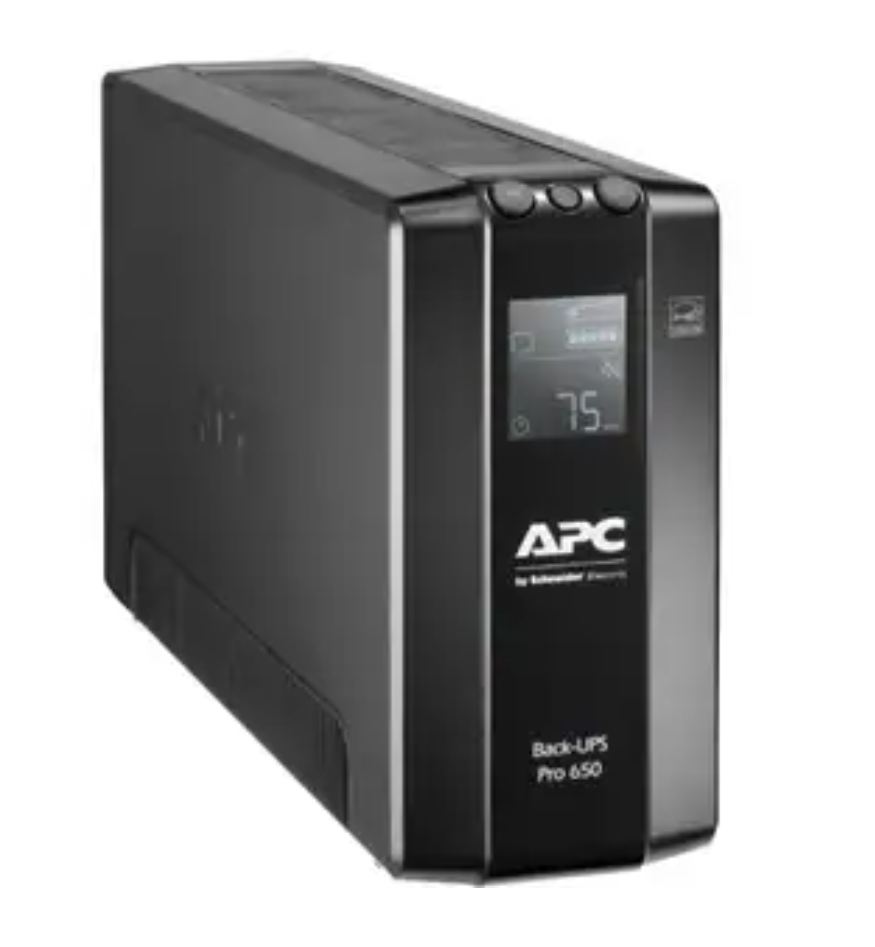 APC Back-UPS Pro, Back-UPS Pro, 650VA/390W, Tower, 230V, 6x IEC C13 outlets, AVR, LCD, User Replaceable Battery