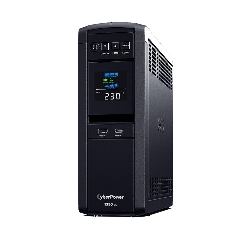 CyberPower CP1350EPFCLCD 1350VA UPS – Pure Sine Wave, Active PFC-Compatible Line-Interactive Tower UPS