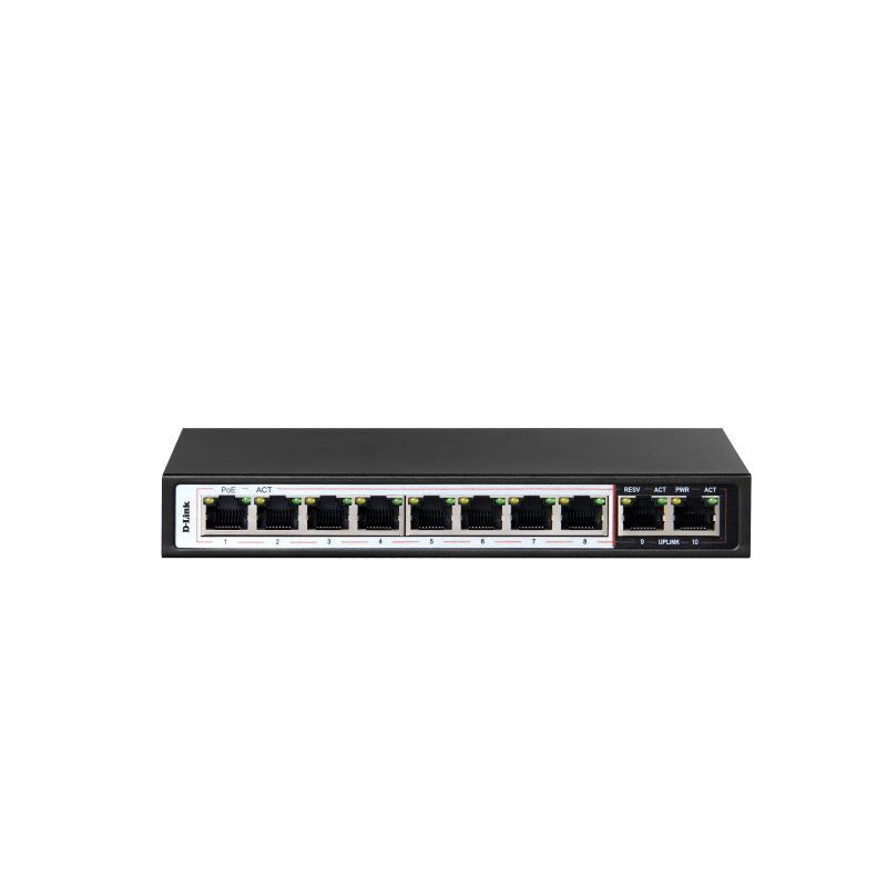 D-Link 10-Port Long Reach PoE Switch | 8x PoE+ Ports with 250m Range & 6kV Surge Protection 