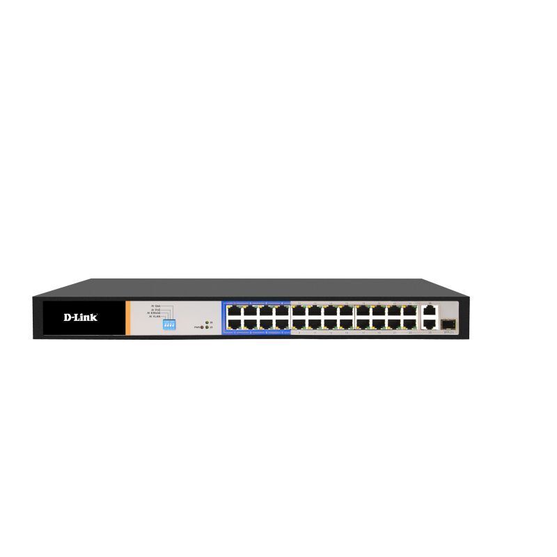 D-Link 26-Port Long Reach PoE+ Switch with 24 PoE Ports & 250W Budget