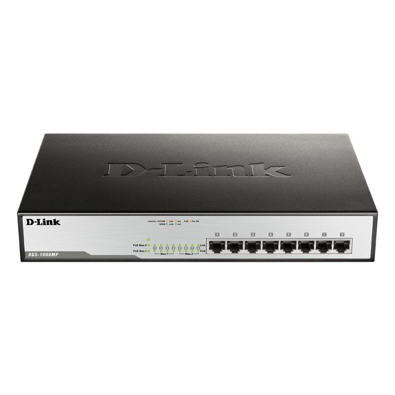 D-Link 8-Port Gigabit PoE+ Unmanaged Switch with 140W Power Budget | Silent Rackmount Network Solution