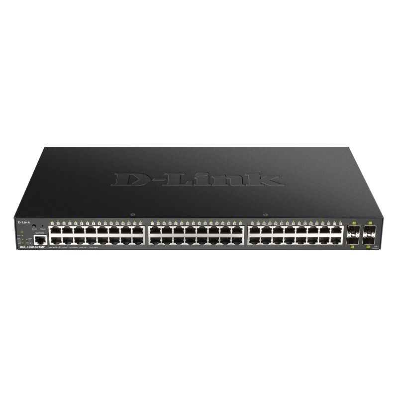 D-Link DGS-1250-52XMP 52-Port Gigabit Smart Managed PoE+ Switch with 4x 10G SFP+ Uplinks & 370W PoE