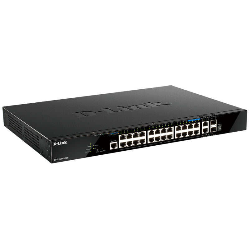 D-Link DGS-1520-28MP 28-Port Gigabit Smart Managed Stackable PoE+ Layer 3 Switch with 10G Uplinks | Scalable Power & Performance