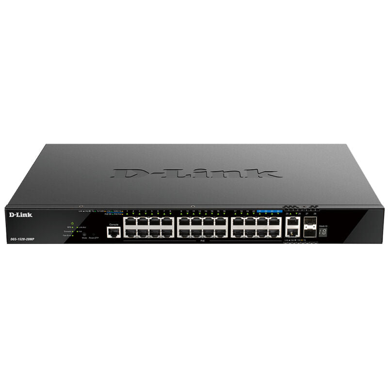 D-Link DGS-1520-28MP 28-Port Gigabit Smart Managed Stackable PoE+ Layer 3 Switch with 10G Uplinks | Scalable Power & Performance