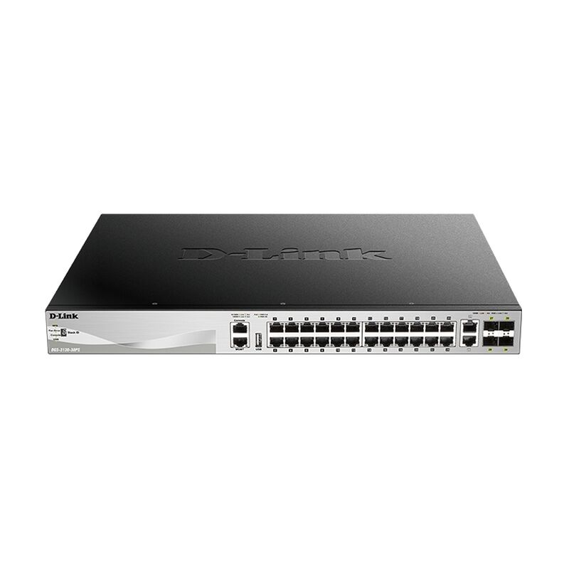 D-Link DGS-3130-30PS 30-Port Stackable Gigabit PoE+ Layer 3+ Switch with 6 x 10GbE Uplinks | Enterprise-Grade Routing & Power