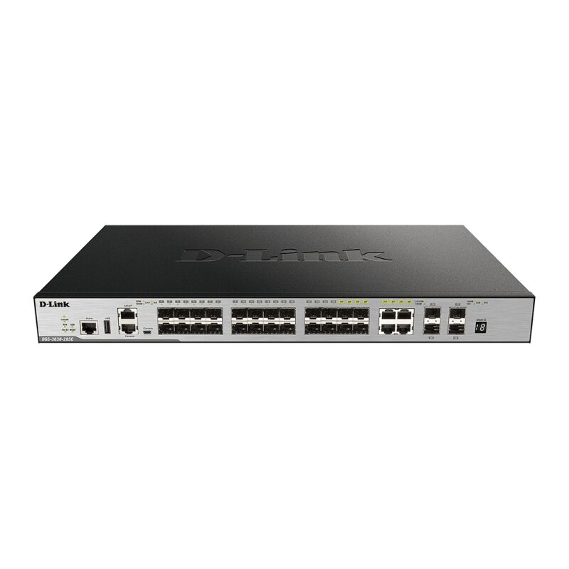 D-Link DGS-3630-28SC | 28-Port Layer 3+ Stackable Gigabit SFP Switch with 4 x 10GbE Uplinks – High-Performance Enterprise Fiber Switching