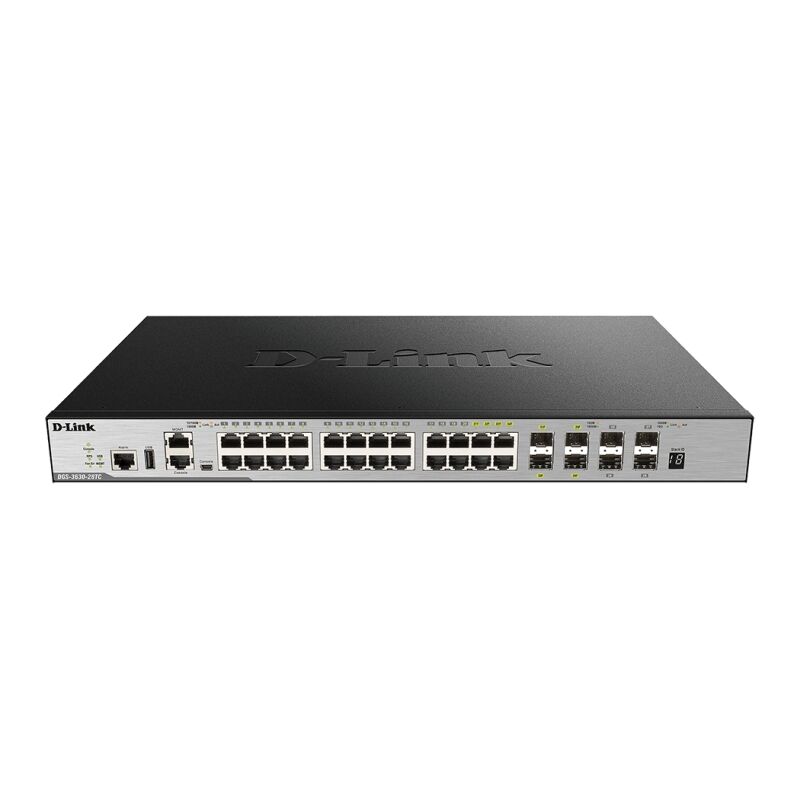 D-Link DGS-3630-28TC | 28-Port Layer 3+ Stackable Gigabit Managed Switch with 4 x 10GbE Uplinks – Advanced IP Routing for Enterprise Networks 