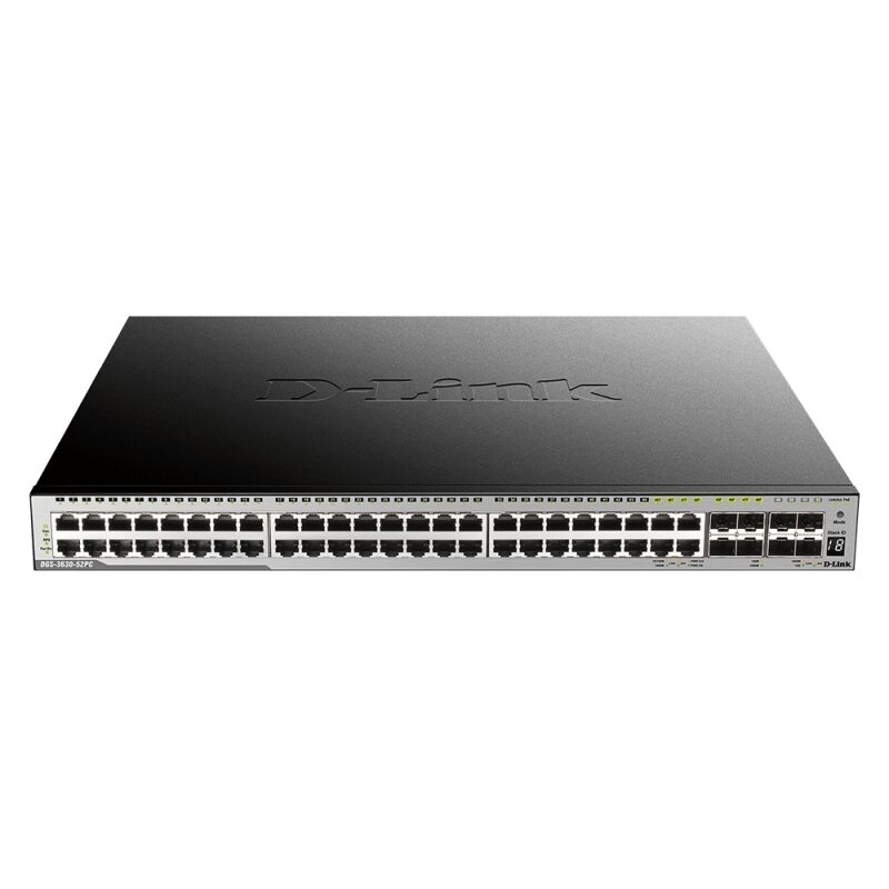 D-Link DGS-3630-52PC | 52-Port Layer 3+ Stackable Gigabit PoE Managed Switch with 4 x 10GbE Uplinks – Enterprise-Class Switching