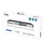 D-Link DGS-F1210-18PS-E 18-Port Gigabit Smart Managed PoE+ Switch with 16 PoE+ Ports (8 Long Reach) | 135W Power Budget
