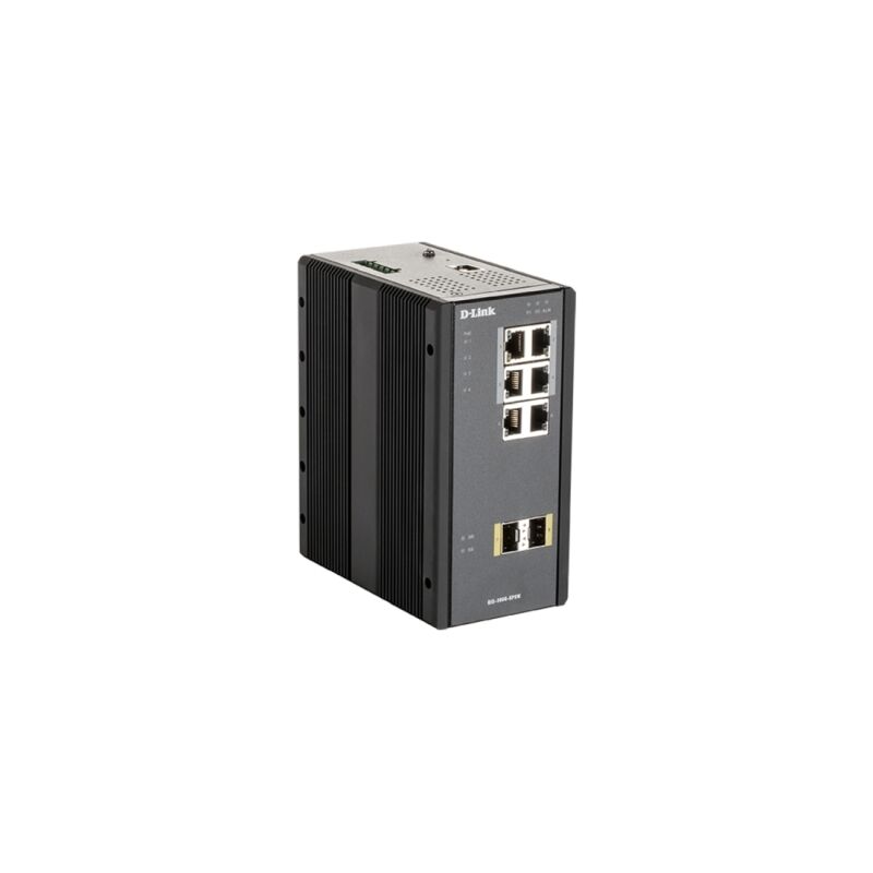 D-Link DIS-100G-8PS Industrial 8-Port Gigabit Managed PoE+ Switch with 2 SFP Ports | 120W PoE Budget | DIN Rail 