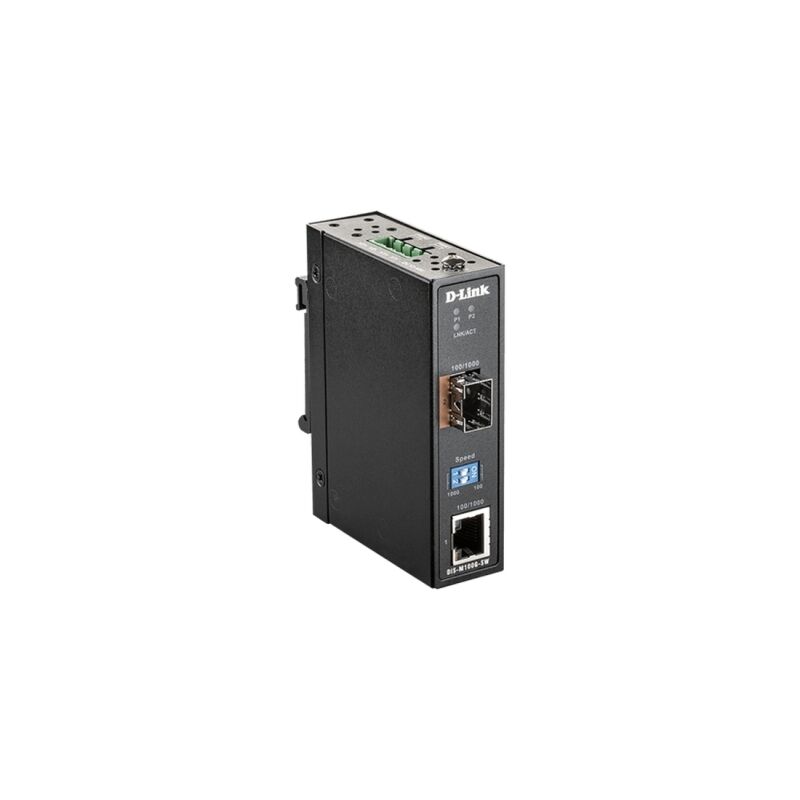 D-Link DIS-M100G-SFP Industrial Media Converter | 100/1000Mbps SFP to RJ45 | Rugged DIN Rail Mount