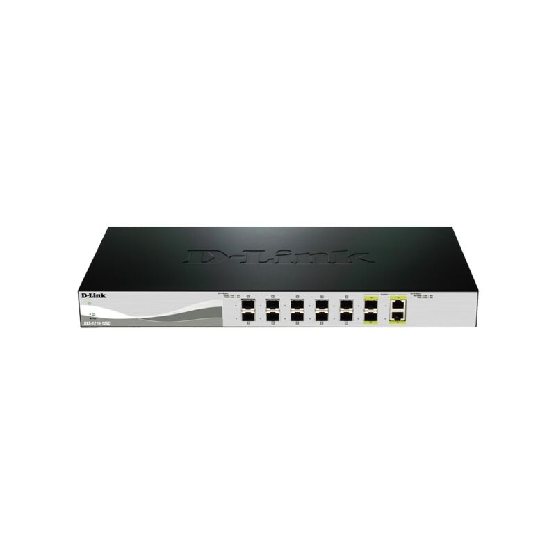 D-Link 12-Port 10 Gigabit Smart Managed Switch with 2 Combo 10GBase-T Ports – Enterprise-Grade SFP+ Layer 2+ Routing