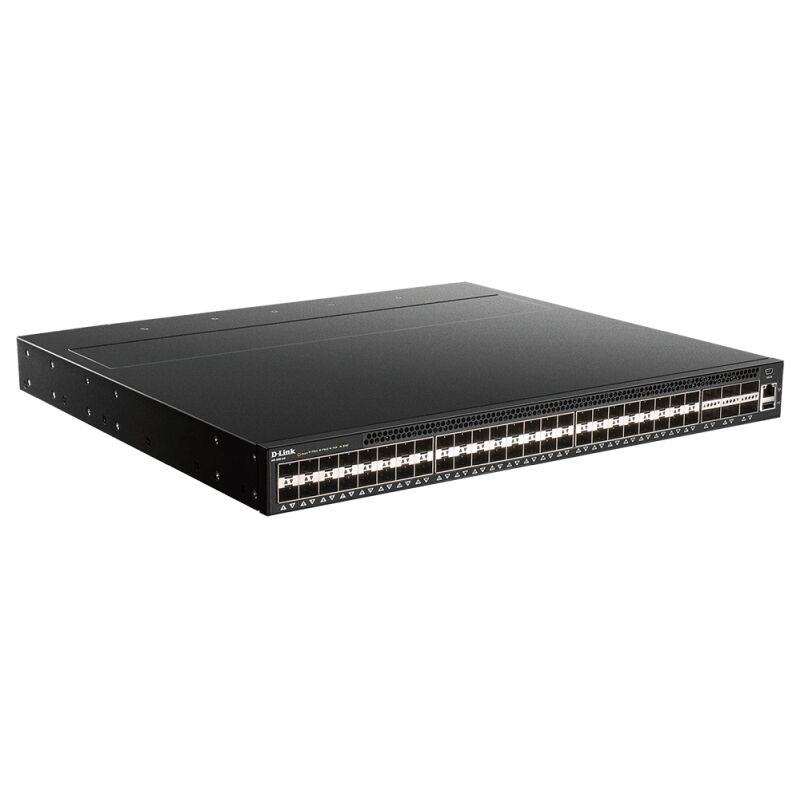 D-Link 54-Port Data Centre Layer 3+ Switch with 48 SFP+ & 6 QSFP+ Ports – Bare Metal, SDN-Ready