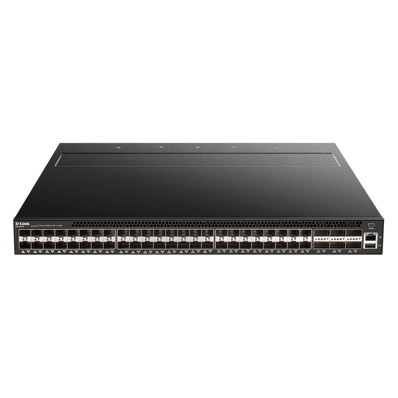 D-Link 54-Port Data Centre Layer 3+ Switch with 48 SFP+ & 6 QSFP+ Ports – Bare Metal, SDN-Ready