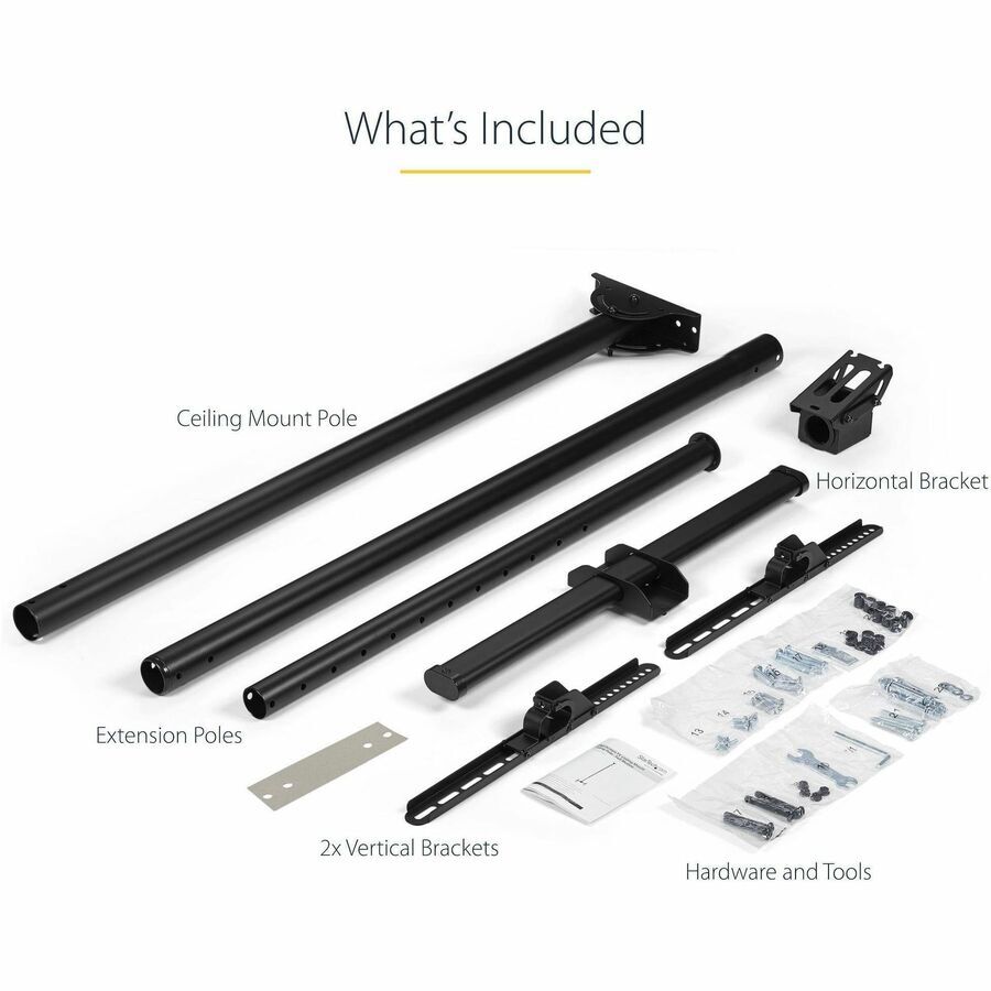 StarTech.com FPCEILPTBLP Full-Motion Long Pole Ceiling TV Mount for 32