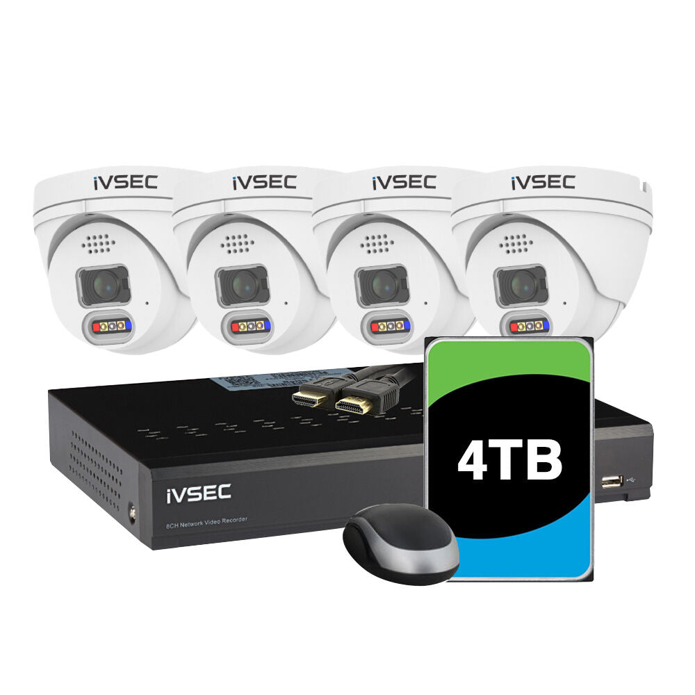 IVSEC IVK-29B 5MP AI Surveillance Kit – 4 × IP Cameras + 8-Channel PoE 4K NVR with 4TB HDD