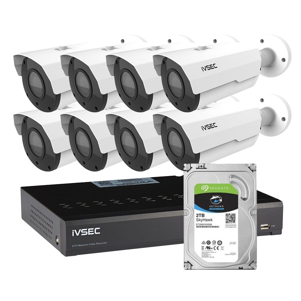 IVSEC LX-SERIES KIT LVK-317B-08-BUN – 8 x 5MP IP Cameras + 8-Channel PoE NVR with 2TB HDD