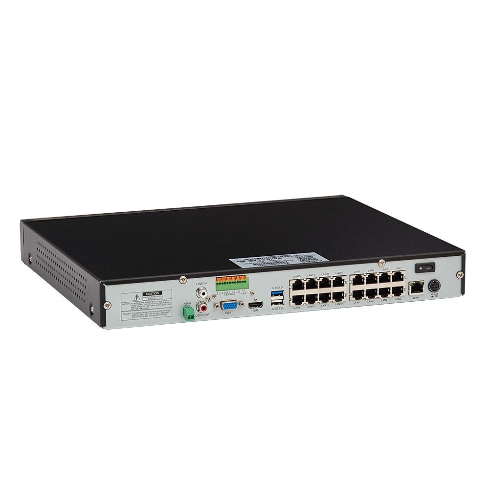 IVSEC NR316XD 16-Channel 12MP NVR with 16 PoE Ports, Dual HDD Bays, 4K HDMI & AI Video Analytics