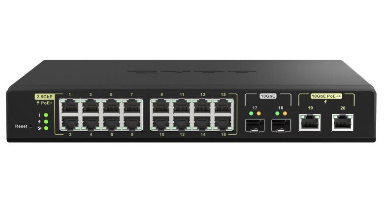 QNAP QSW-M2116P-2T2S, 16 ports 2.5GbE RJ45 with PoE 802.3at 