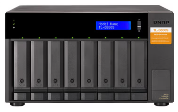 QNAP TL-D800S 8-bay desktop SATA JBOD expansion unit with a 