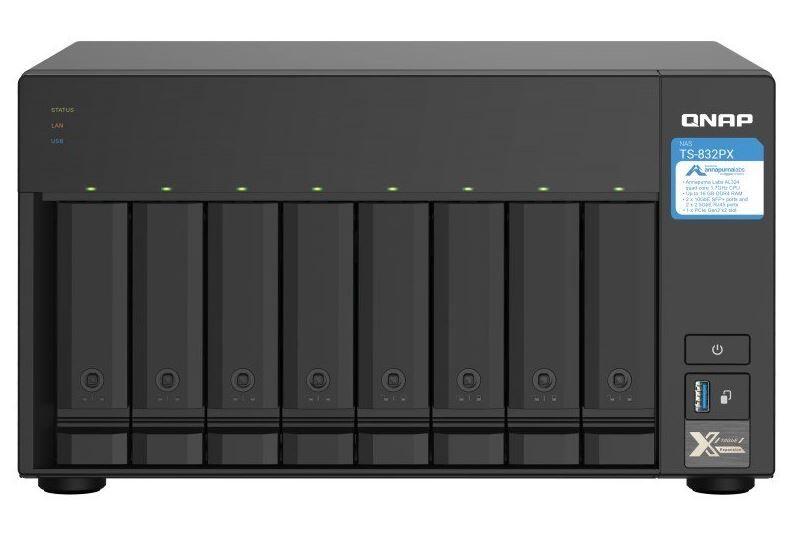 QNAP TS-832PX-4G 8-Bay NAS, AL324 64-bit quad-core 1.7GHz, 4