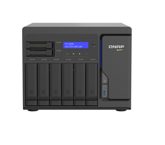 QNAP TS-h886-D1602-8G, 8-Bay QuTS hero NAS, built-in 2 M.2 N